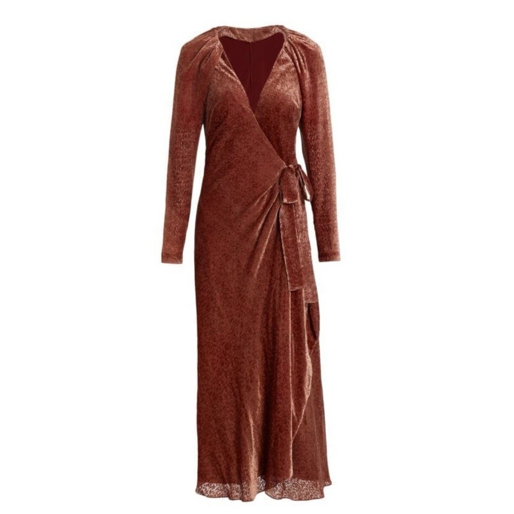 NWT Tanya Taylor‎ Laureen Velvet Wrap Dress Size 2 17432 Rosewood Color